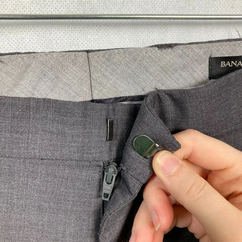 Banana Republic Pants Mens Sz 36 Gray‎ Wool Classic Straight Fit Dress Trousers